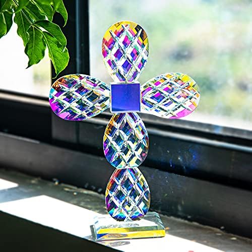 QFKRIS 9 '' צבעוני גביש צבעוני גבוה רשת עומדת מלאכת פלטונין מודרנית מלאכת זכוכית לאמהות מתנות לזכר מתנות זיכרון