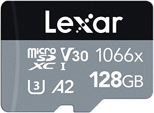 Lexar Professional 1066x 256GB MicroSDXC UHS-I כרטיס & 066x 128GB microSDXC UHS-I כרטיס w/SD מתאם כסף סדרה, עד 160MB/s