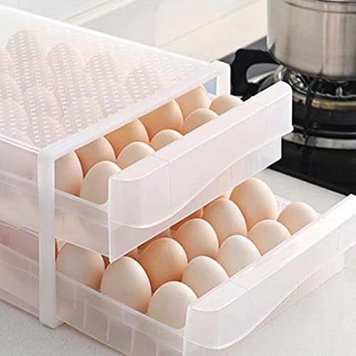 קופסאות בנטו של Szyawbdh קופסאות אחסון ביצים מפלסטיק למטבח, מגש ביצה שכבה כפולה, יכול להכיל 60 חתיכות