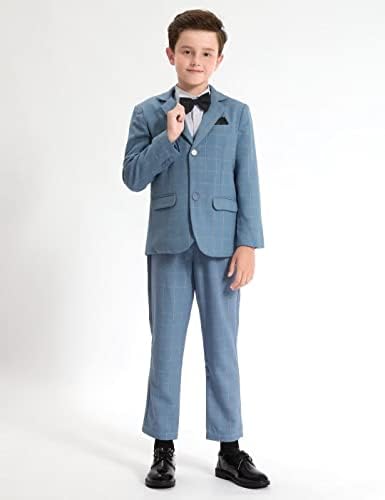 חליפות 2 חלקים של בנים עיצוב סט מכנסיים מעיל עבה עניבת פרפר ילדים תלבושות רשמיות משובצות
