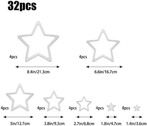 32 יחידות 3 כוכבים מראה קיר מדבקות אקריליק עשה זאת בעצמך מוצק וחלול כוכבים מראה מדבקות אקו דביק כוכבים אמנות קיר מראה