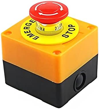 IENYU 1 PCS מעטפת סמן אדום לחצן כפתור כפתור DPST מתג כפתור עצירת חירום פטריות AC 660V 10A NO+NC LAY37-11ZS