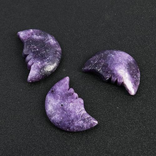 Nuzujx כשירה קוורץ טבעי אבן קריסטל אבן סהר ירח גילוף תכשיטים לקולקציית ריפוי, חבילה של 3