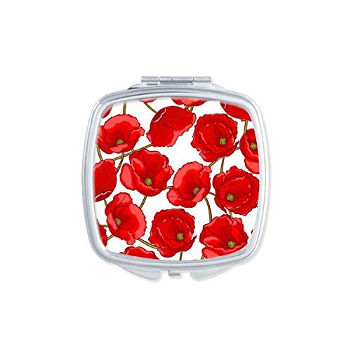אדום פרחי תירס להפיץ מראה נייד קומפקטי כיס איפור כפול צדדי זכוכית