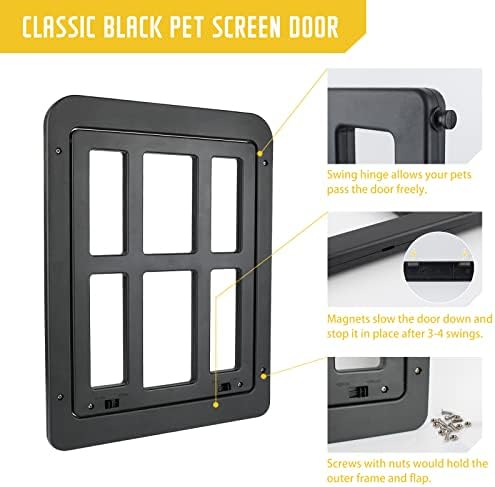 חיות מחמד כלב מסך דלת דוגי דלת עם מגנטי דש הניתן לנעילה כלב דלת הזזה דלת, גדול חתול דלת עבור מסך דלת, חלון או מרפסת-שחור