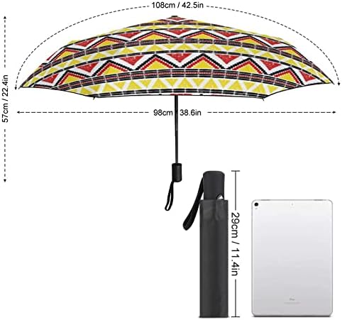 דפוס נבאחו שבטי מטריית נסיעות אטומה לרוח 3 קפלים מטרייה מתקפלת אוטומטית לגברים נשים
