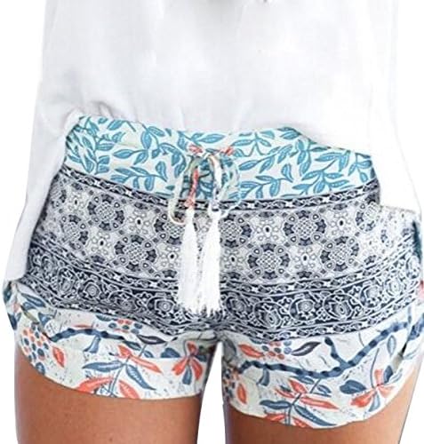 מכנסיים קצרים לנשים קיץ מזדמן פלוס גודל מותניים גבוהים רגל רחבה בוהו מכנסיים קצרים רטרו הדפסת מכנסי חוף קלים עם כיסים