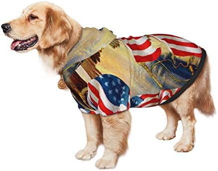 קפוצ'ון גדול של כלב אמריקאי-דגל-וינטג '-בולד-ציפוי סוודר בגדי חיות מחמד עם מעיל תלבושת חתולים רכה XX-LAGE