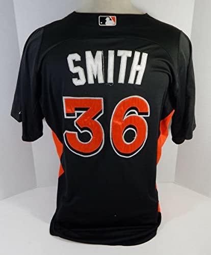 2012-13 מיאמי מרלינס Caleb Smith 36 משחק נעשה שימוש ב- Black Jersey St BP 46 635 - משחק משומש גופיות MLB