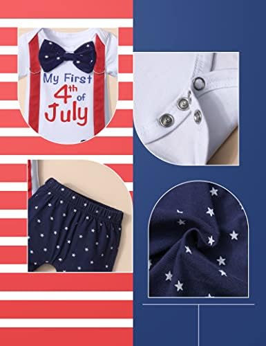 4 ביולי תלבושות תינוקות לתינוקות יום עצמאות בגדים לתינוקות עניבת טריקו עניבה+מכנסיים קצרים 2 יחידים קבעו את ה- 4 ביולי