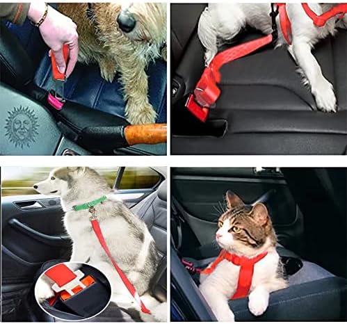 כלב חגורת בטיחות לרכב לרתום-2 חבילות מתכוונן לחיות מחמד כלב חתול רכב מושב חגורת בטיחות מוביל רכב חגורת בטיחות