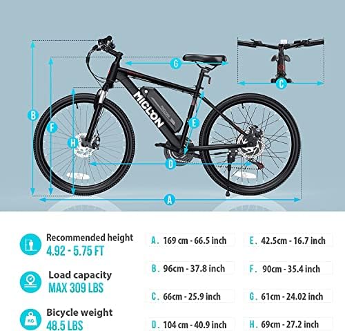 Miclon CyberTrack 100 אופניים חשמליים למבוגרים, מטען מהיר יותר של 2x, 350W Bafang Motor, 36V 10.4ah סוללה נשלפת,
