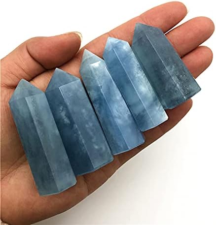 תכשיטים מרקה כחול טבעי אקוומרין קוורץ אבן חן משושה משושה קריסטל עיפרון נקודת מגדל ריפוי חן חן דגימה מינרלית