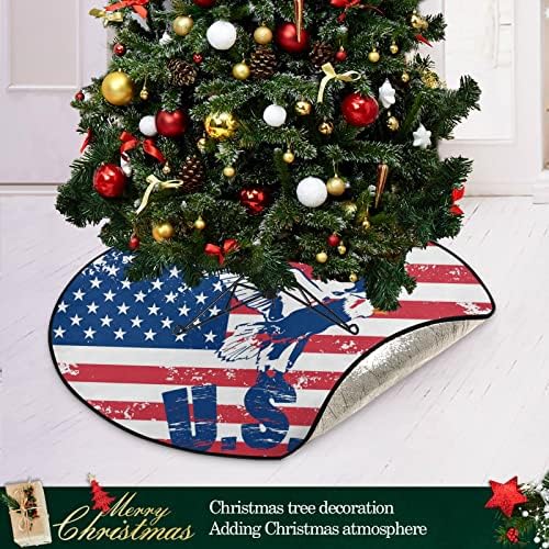 xigua American Flag Eagle Christmas Tree Mat Waterproof Tree Stand Mat Absorbent Tree Stand Tray Mat for Floor Protection