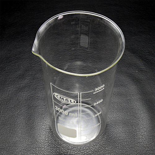 כוס זכוכית של Deschem 3000 מל, 3 ליטר, צורה גבוהה, כלי זכוכית במעבדה