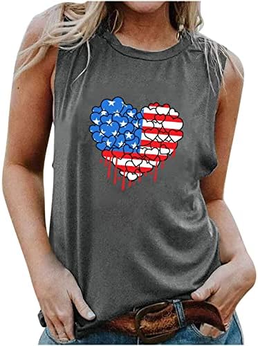 Oplxuo גופיות דגל אמריקאיות לנשים ליום העצמאות חולצות פטריוטיות בקיץ גרפיקה ללא שרוולים רביעית לחולצת טיז יולי