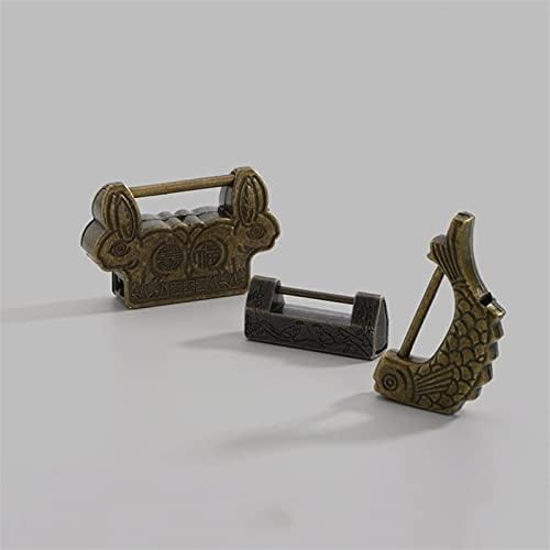 מנעול רטרו עתיק עתיק מנעול סיני מנעול מיני קופסי עץ לקופסת אחסון תכשיטים מעץ 1 יחידות 1 יחידות