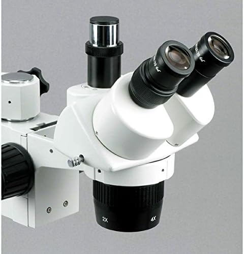 AMSCOPE SW-3T24Y מיקרוסקופ סטריאו טרינוקולרי, עיניים WH10X, הגדלה של 20X/30X/40X/60X, 2X/4X מטרה, מעמד בום חד-זרוע,