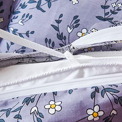 כיסוי השמיחה של HoneiLife קינג מידה - כיסוי כותנה כיסוי סטים של כיסוי שמיכה פרחוני, כיסוי שמיכה סגול בהיר