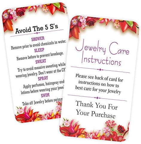 כרטיסי הדרכה לטיפול בתכשיטים - 3.5 איקס 2 תודה על תוספת חבילה לניקוי תכשיטים הוראות הלקוח-פרחוני