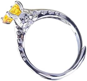 טבעות דקות לנשים יוקרה ועיצוב טבעת ארנב צהוב חמוד טבעת זירקון טבעת ארנב חמוד טבעות פינגווין