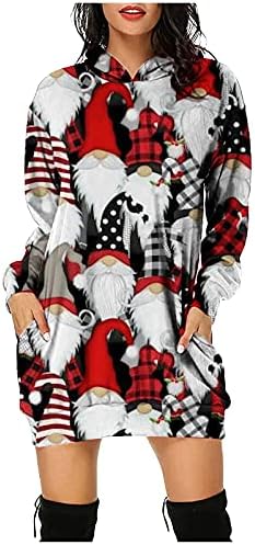 מכוער חג המולד סווטשירט שמלה לנשים איל פתית שלג ארוך שרוול נים סוודר מזדמן צוות צוואר מיני שמלה