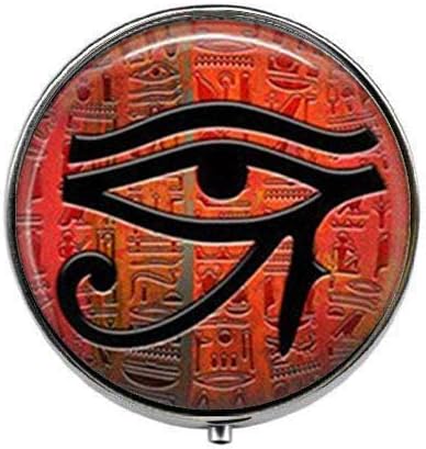 עין עין מצרית אדומה של הורוס סמל הגנה - קופסת גלולות צילום אמנות - קופסת קסם - קופסת סוכריות זכוכית