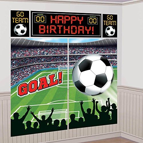 AMSCAN כדורגל שער מסיבת יום הולדת למסיבת כדורגל סצינות סצינות קיר קישוט, רב צבעוני
