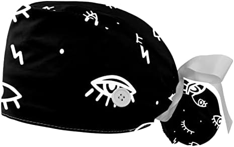 2 יחידות נפוחה כובע עם כפתור קוקו פאוץ סרט זיעת מתכוונן כירורגית כובעים, לילה שמיים עם כוכבים