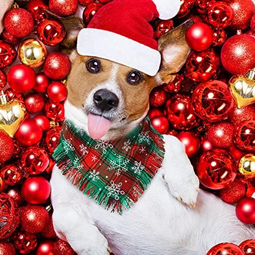 16 חתיכות חג המולד כלב בנדנות בתפזורת קלאסי משובץ לחיות מחמד צעיף משולש גור ליקוק מטפחת גדילים בדק מטפחת חורף