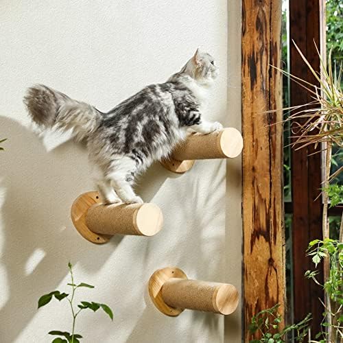 פוקומארו חתול קיר ריהוט, 11.8 אינץ חתול קיר צעדים עבור קיר גבס, חתול מדרגות עבור קיר רכוב עם יוטה שריטות חתול מדף עבור רוב