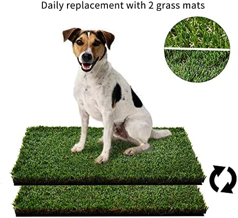 מטה4כרית דשא לכלבים עם מגש אסלת ארגז חול לכלבים גדולים 34 23, 2 דשא מלאכותי לכלבים, כרית פיפי, מציאותי, דשא
