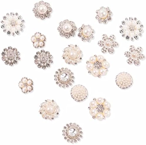 20 חתיכות פו פרל ריינסטון קסמי פרח קישוטים פלטבק סיכת כפתורים, פרחוני תליוני עבור תכשיטי ביצוע חתונה עשה זאת