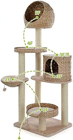 חתול עץ דירה גרוד חתול מגדל לחיות מחמד לשחק צעצוע עמדת רצפת פעילות מרכז מגרד לטפס הודעה טיפוס סולם קפיצות שינה ערסל 721