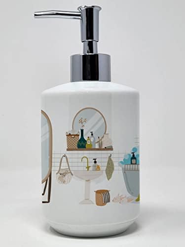אוצרות קרוליין WDK5768SOAP פודל שחור במתקן סבון קרמיקה אמבטיה, מתקן סבון יד בקבוקי משאבה למטבח אמבטיה, מיכל סבון נוזלי