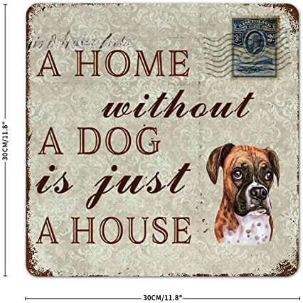 שלט מתכת כלב מצחיק בית בלי כלב הוא רק בית מתאגרף בית חיות מחמד שלט ברוך הבא עם ציטוט כלב מחמד מצחיק ארט מתכת