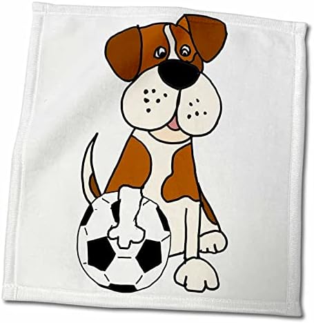 3drose מצחיק חמוד סנט ברנרד כלב משחק קריקטורה של ספורט כדורגל - מגבות