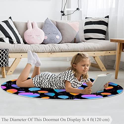 Llnsupply ילדים עגולים אזור משחק שטיח שטיח מופשט מודרני עלים מודרניים דפוס משתלת כרית שטיח