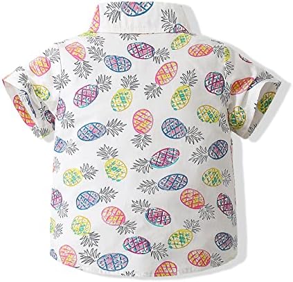 פעוט תינוק בני כפתור למטה חולצות הוואי קריקטורה הדפסת דק בכושר קצר שרוול מגניב שמלת חולצה חמוד למעלה לילדים