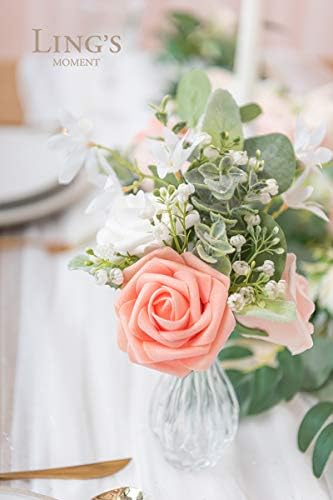 הרגע של לינג פרחים מלאכותיים וקופסאות קומבו ירקות עבור DIY סומק סומק וורוד זרקי חתונה מרכזי סידור פרחוני תפאורה