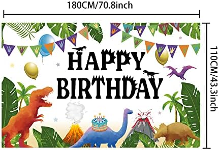 צבעי מים דינוזאור יום הולדת שמח באנר רקע, 73 איקס 43 ג ' ונגל נושא דינוזאור מסיבת יום הולדת קישוט אספקת צילום רקע עבור