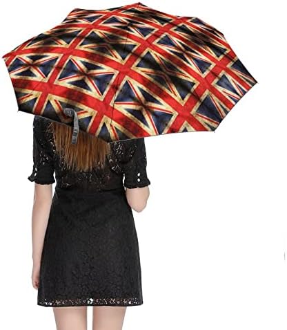 דגל בריטי מטריית נסיעות אטומה לרוח 3 קפלים מטרייה מתקפלת אוטומטית לגברים נשים