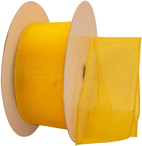Reliant Ribbon 99908W-079-40K Sheer ערך מקסים סרט קצה קצה, 2-1/2 אינץ 'x 50 מטר, צהוב
