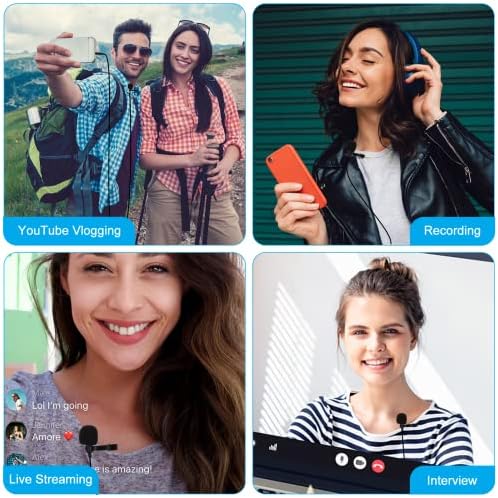 מיקרופון דש דו -דש מקצועי בדרגה מקצועית עבור Tecno Spark Go 2020 תואם לטלפון או לאייפון בלוג מצלמה בלוגינג vlogging