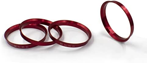 חלקי אביזרי גלגלים סט של 4 טבעת מרכזית של רכזת 72.56 ממ OD עד 54.10 ממ מזהה רכזת, מתכת אדומה