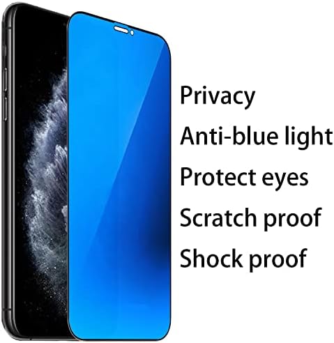 2 מארז אנטי-כחול פרטיות מזג זכוכית חליפת לאייפון 11 פרו מקס / אייפון אקס מקס מראה אנטי-מרגל מסך מגן אנטי-מציץ סרט אלקטרוליטי