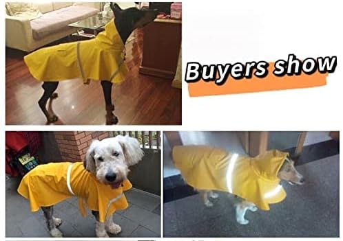 Turnghk PET כלב מעיל גשם אטום למים מעיל גשם עם כלב ברדס עם כיס עם כיס מתכוונן קליל קליל יותר פונצ'ו עם רצועה רפלקטיבית