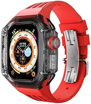 FKIMKF ערכת שינוי מקרים מקרים יוקרתיים עבור Apple Watch 8 גומי אולטרה סדרה Iwatch 8 49 ממ צמיד ספורט DIY SET SET SET