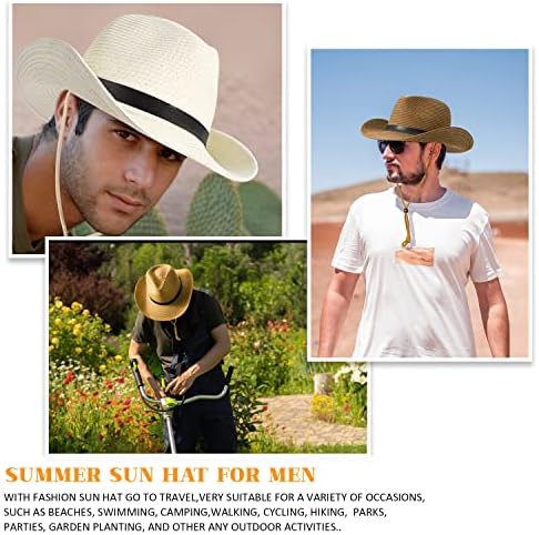 גברים רחב שולי קש כובע, איש קיץ חוף שמש כובע עד50+, שמש-מוגן קש כובעי עבור גברים