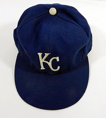 1988 קנזס סיטי רויאלס מארק לי 35 משחק השתמש ב Blue Hat 7.375 DP22804 - משחק כובעי MLB